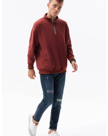 Bluza sport din amestec de bumbac cu maneci cazute1, Caramiziu