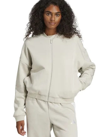 Bluza de trening cu fermoar si guler basebal, Alb fildes