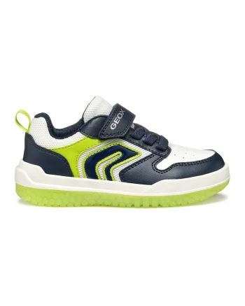Pantofi sport cu plasa din material textil si velcro, Negru stins/Alb murdar/Verde fistic