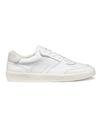 Pantofi sport de piele cu garnituri de piele ecologica, Alb optic/Alb murdar