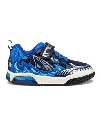Pantofi sport din material textil cu velcro si garnituri sintetice, Albastru royal/Alb murdar/Argintiu