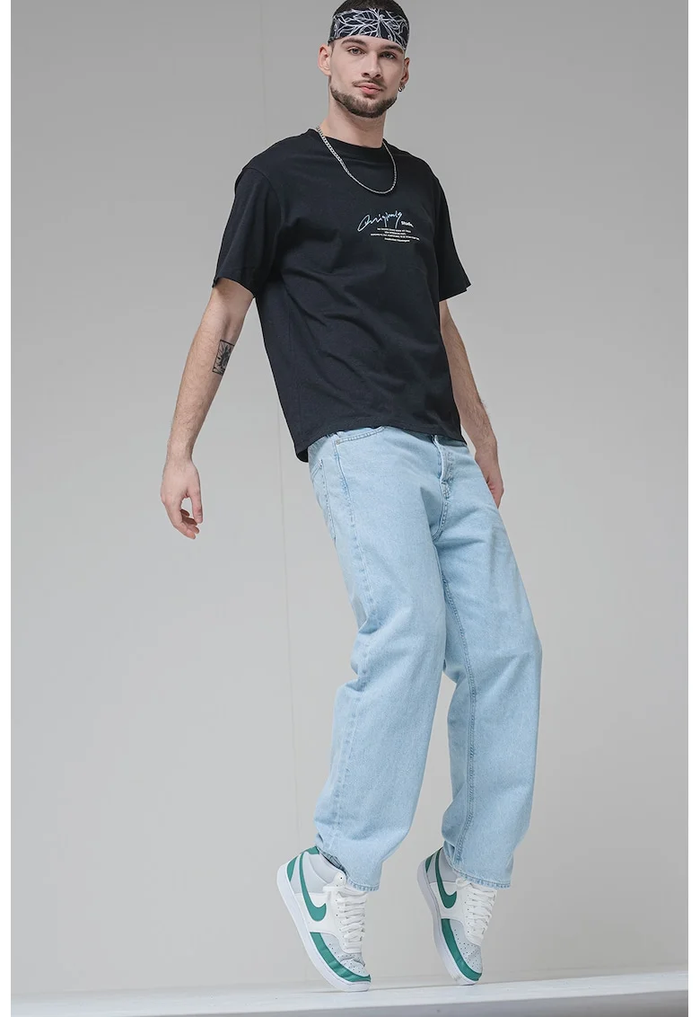 Tricou din bumbac cu model text, Negru