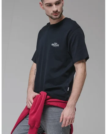 Tricou din amestec de bumbac organic cu imprimeu grafic pe spate, Negru