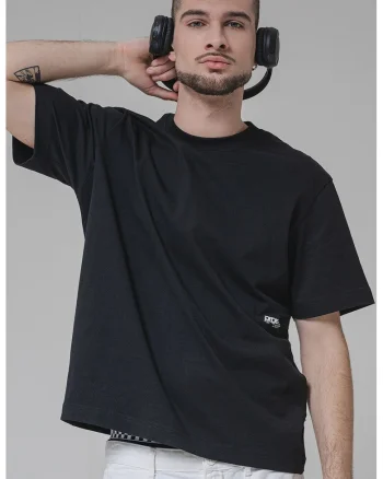 Tricou din bumbac cu model logo, Negru