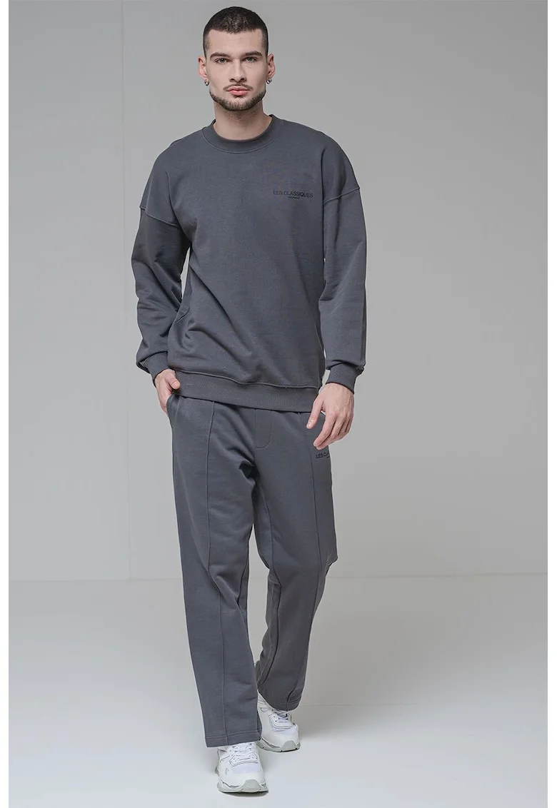 Bluza de trening cu maneci cazute, Gri inchis