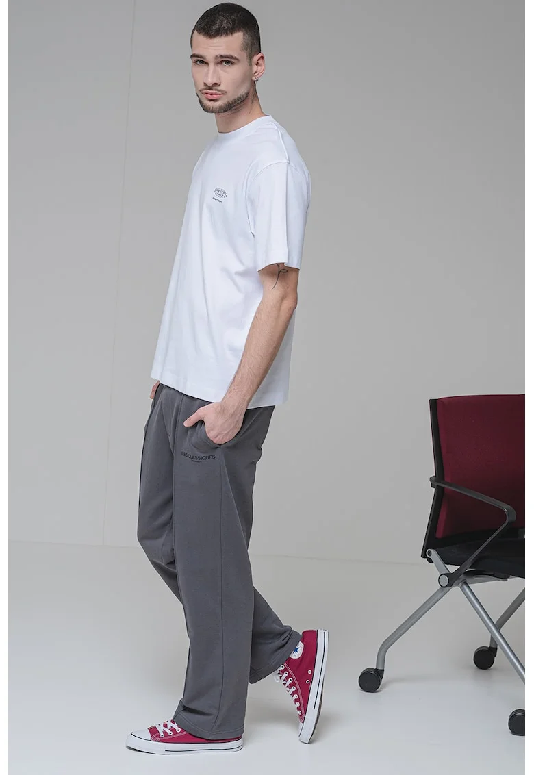 Tricou din bumbac cu model pe partea din spate, Negru/Alb optic