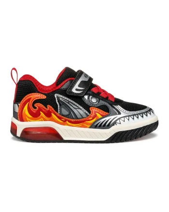 Pantofi sport din material textil cu velcro si garnituri sintetice, Rosu/Portocaliu mandarina/Gri inchis