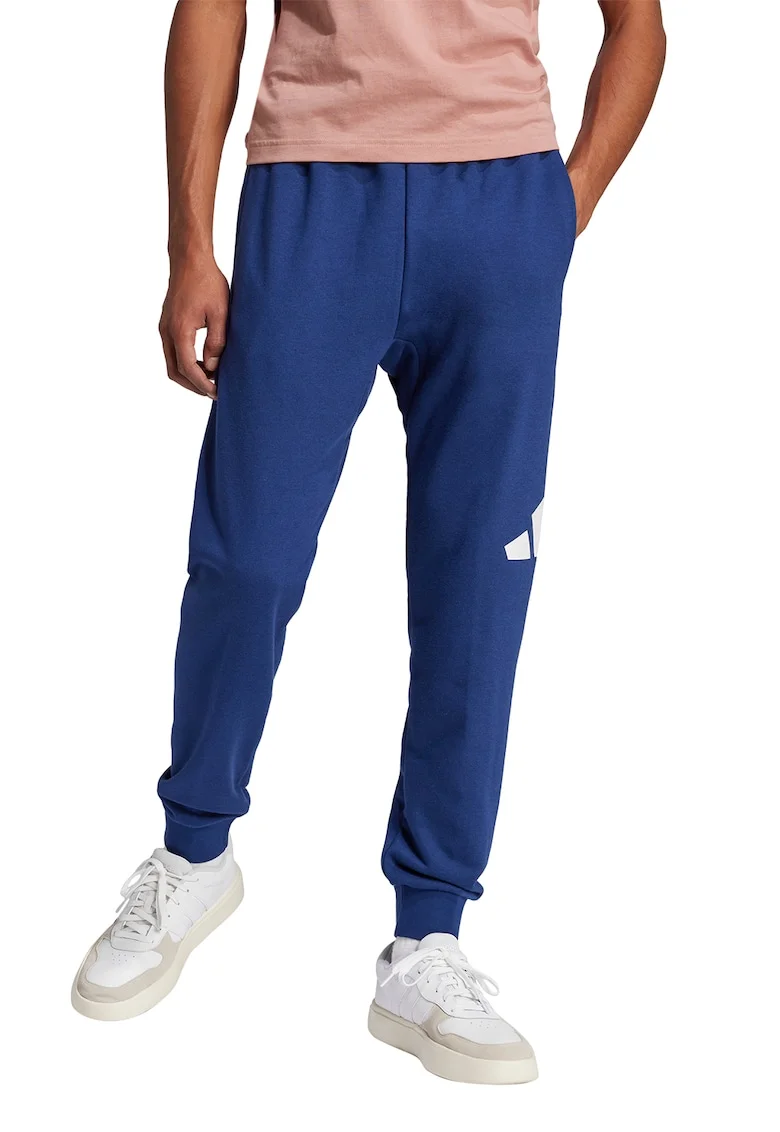 Pantaloni de trening cu talie ajustabila, Alb/Albastru inchis