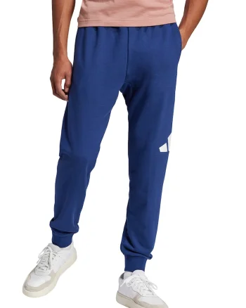 Pantaloni de trening cu talie ajustabila, Alb/Albastru inchis