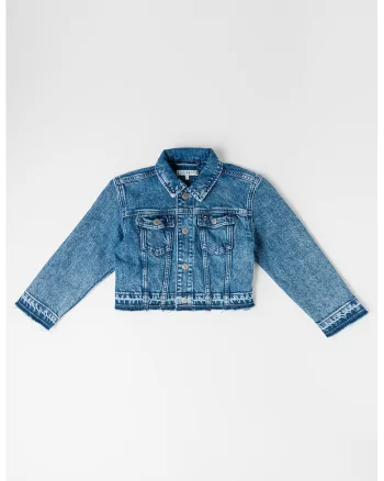 Jacheta crop de denim, Albastru deschis