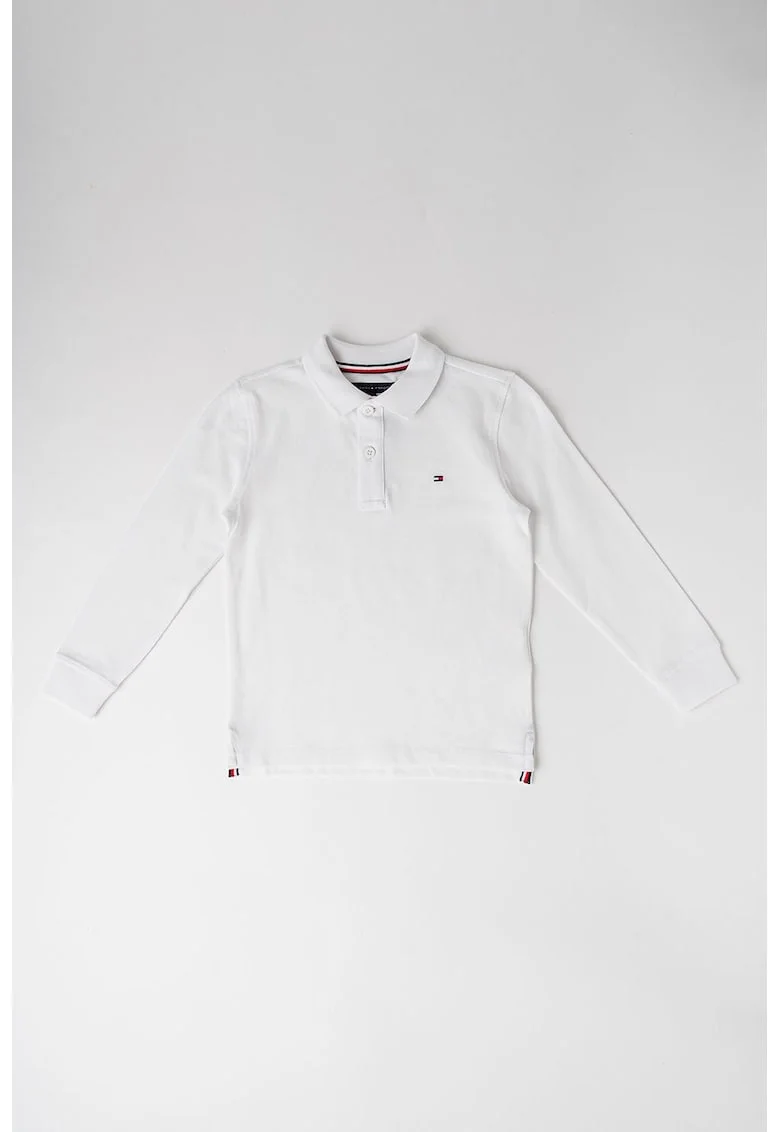 Bluza din bumbac cu guler polo, Alb