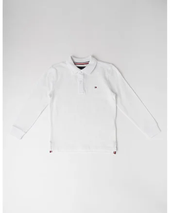 Bluza din bumbac cu guler polo, Alb