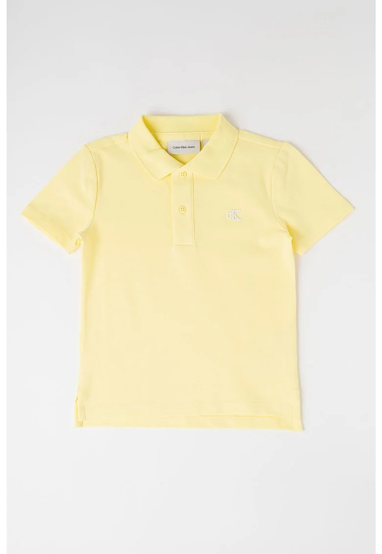 Tricou polo cu logo brodat, Galben pai