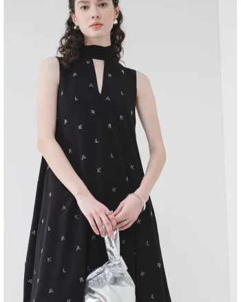 Rochie cu model si croiala A, Negru/Argintiu