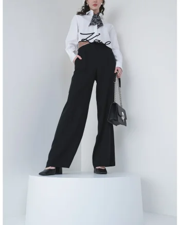 Pantaloni de lyocell cu pliuri, Negru
