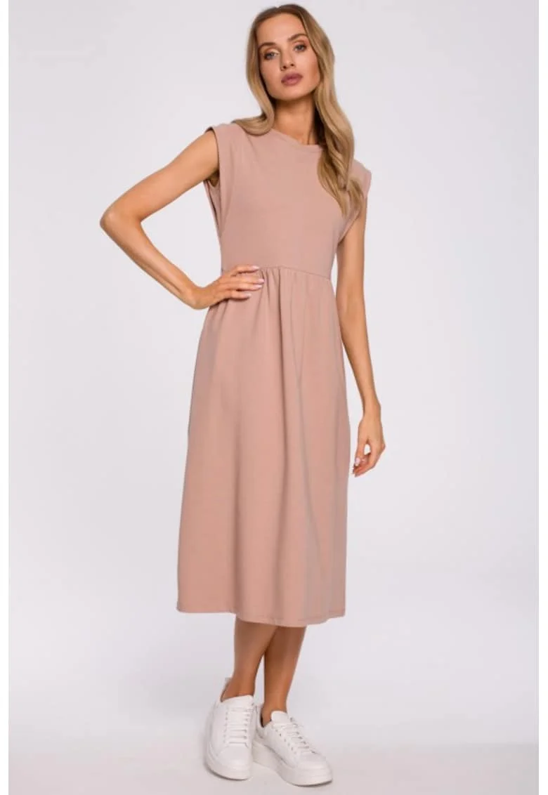 Rochie midi cu maneci decorative,, Bej