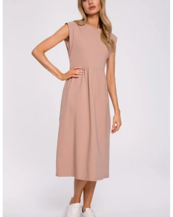 Rochie midi cu maneci decorative,, Bej
