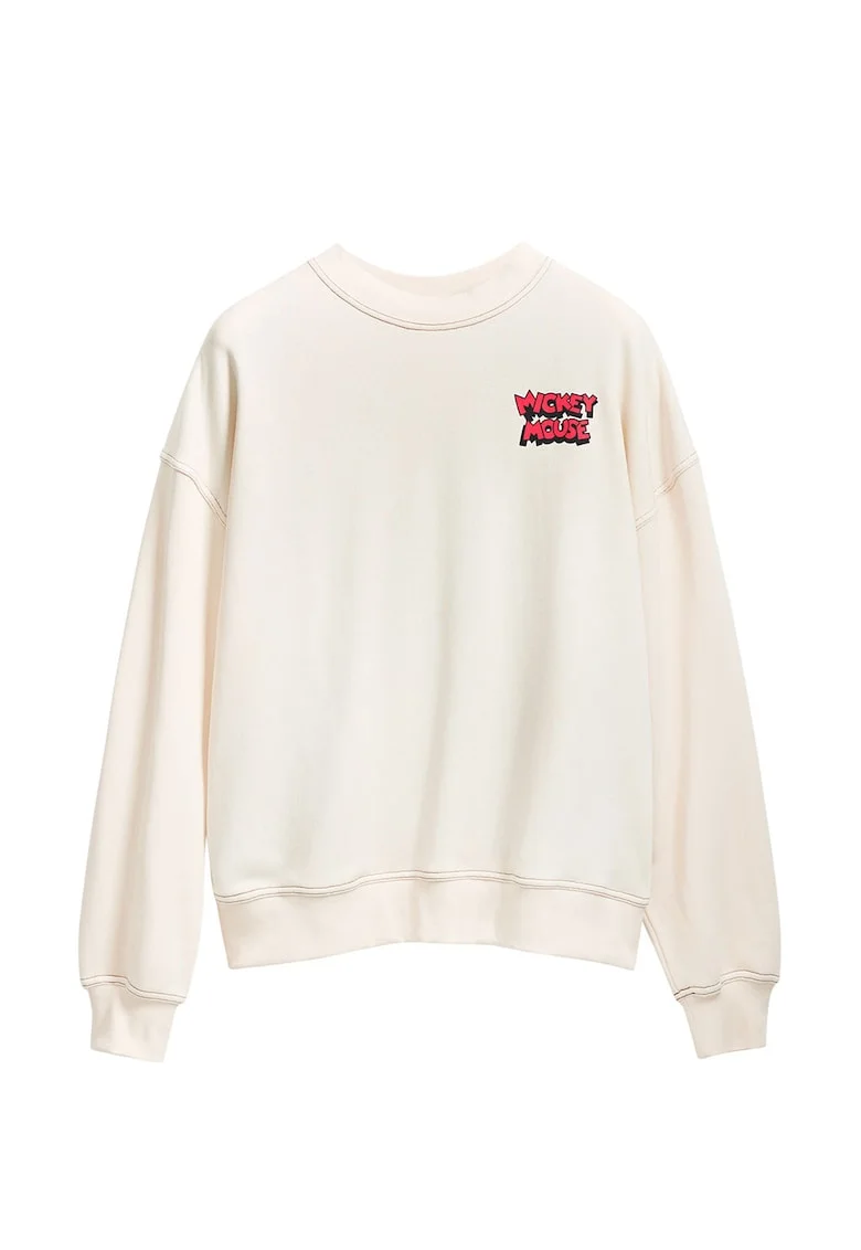 Bluza de trening cu imprimeu cu Mickey Mouse, Albastru prafuit/Roz pastel/Crem