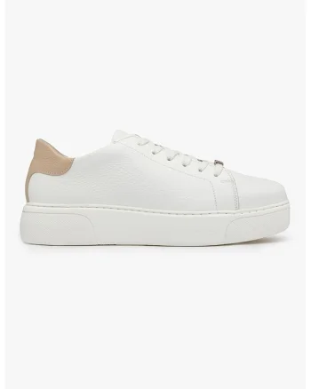 Pantofi sport low-cut de piele, Alb/Bej