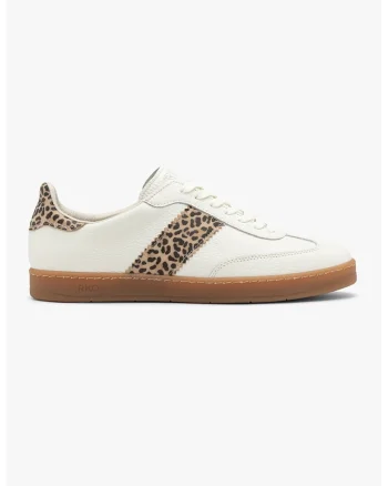 Pantofi sport din piele si piele intoarsa Nora, Alb/Maro