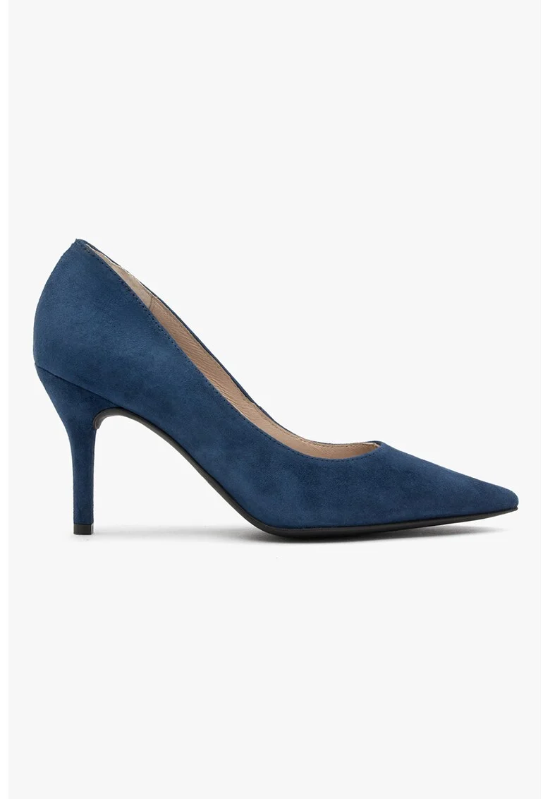 RYLKO, Pantofi stiletto din piele intoarsa, Albastru