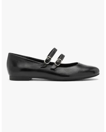 Balerini Mary Jane din piele, Negru
