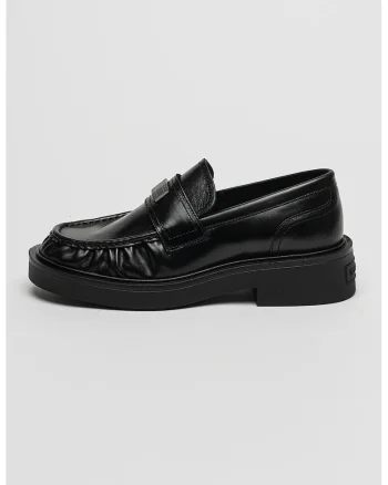Pantofi loafer de piele cu toc, Negru