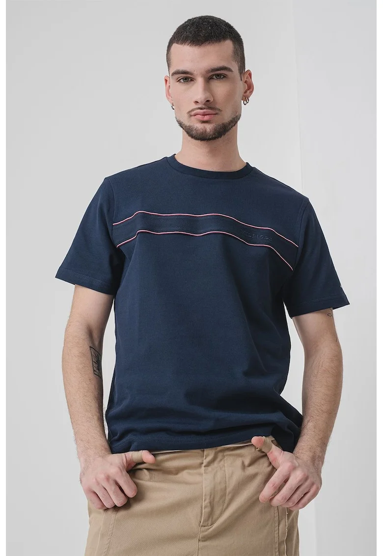 Tricou din amestec de bumbac organic, Rosu/Alb/Bleumarin