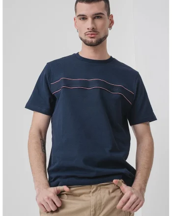 Tricou din amestec de bumbac organic, Rosu/Alb/Bleumarin