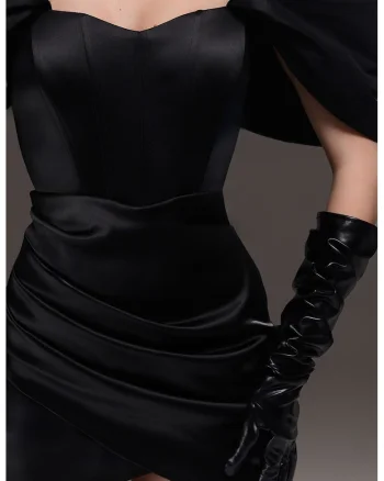 Bendetto Atelier, Rochie scurta cu decolteu pe umeri, Negru