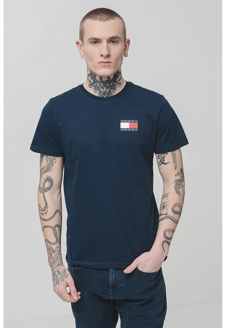 Tricou de bumbac cu logo, Albastru ultramarin