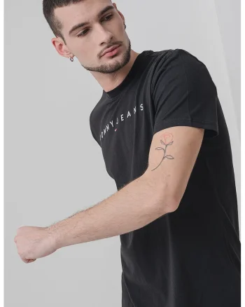 Tricou din bumbac cu logo brodat, Negru