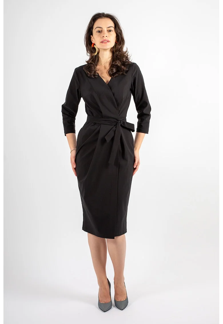 Rochie midi petrecuta Nora, Negru