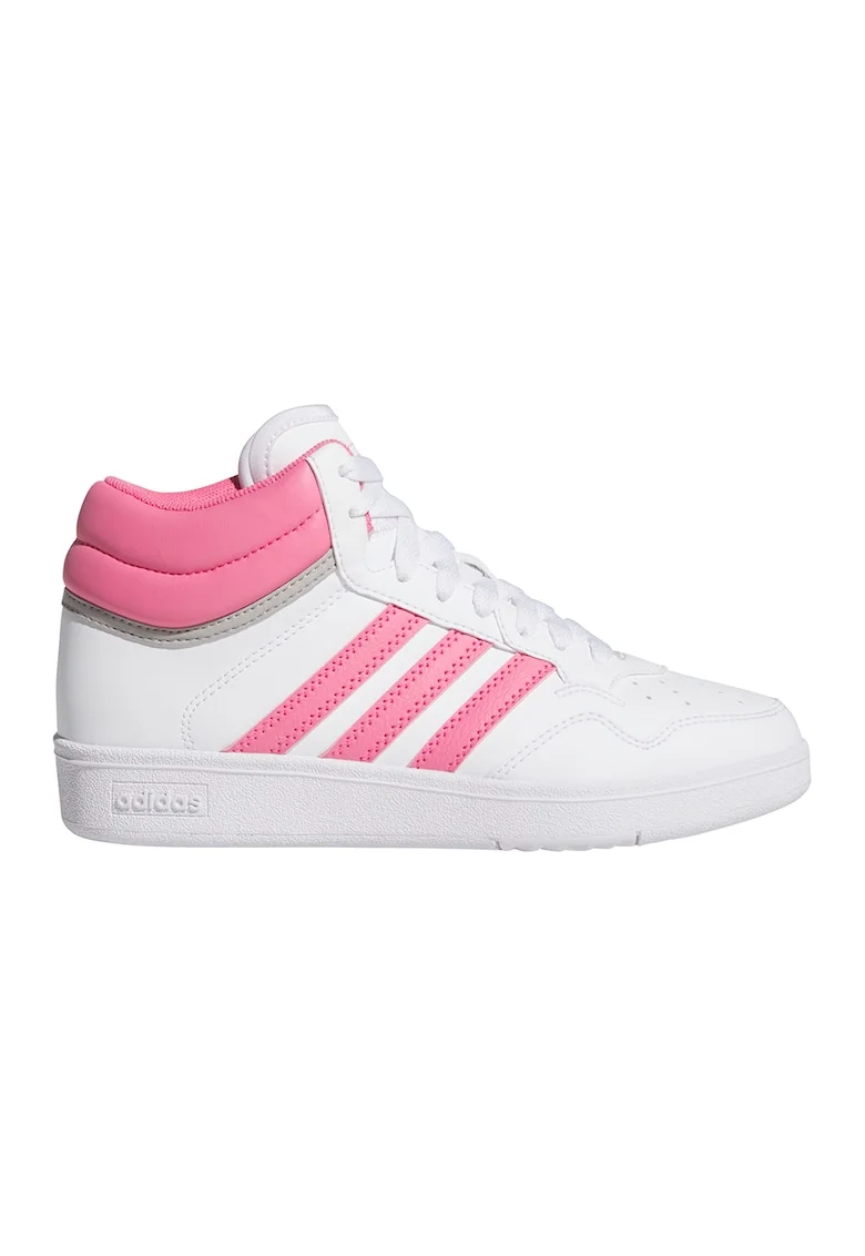 Pantofi sport mid-high de piele ecologica Hoops 4.0, Alb/Roz pastel