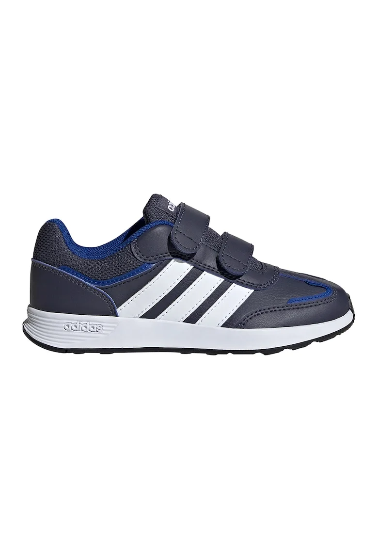 Pantofi sport Tensaur Switch de piele ecologica cu velcro, Alb/Albastru ultramarin