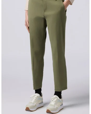 Pantaloni crop din amestec de lyocell, Kaki