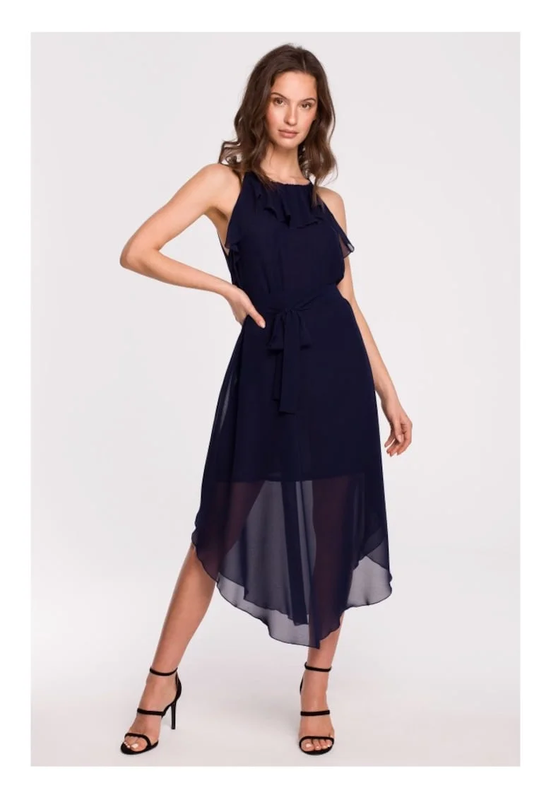 Rochie legata in jurul gatului - albastru marin, XXL
