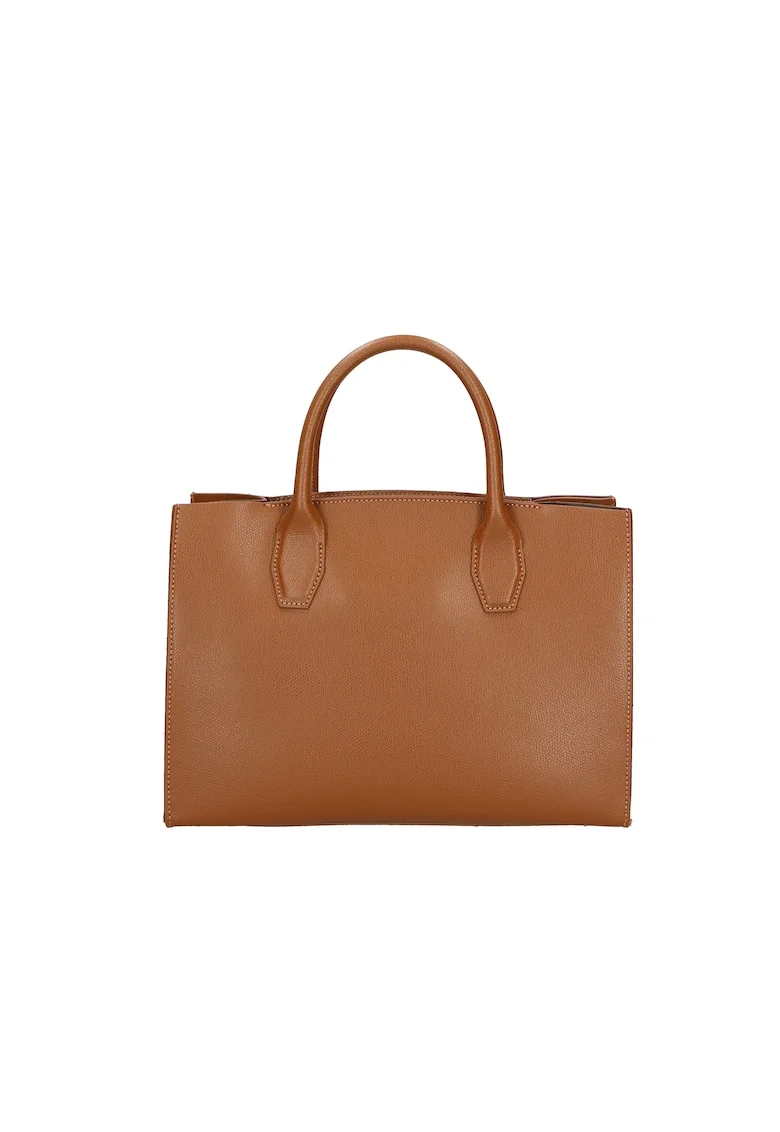 Geanta shopper de piele cu etui detasabil, Caramel