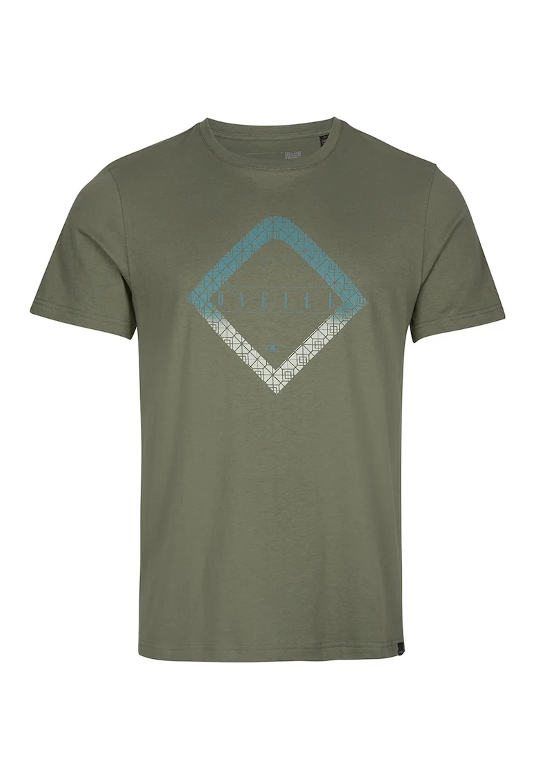 Tricou de bumbac organic cu imprimeu grafic si logo Diamond, Kaki