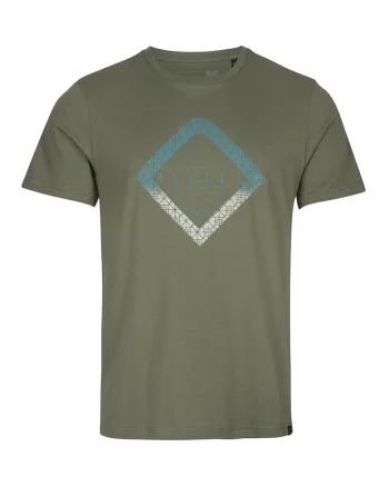 Tricou de bumbac organic cu imprimeu grafic si logo Diamond, Kaki