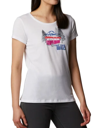 Tricou cu decolteu la baza gatului si imprimeu Daisy Days, Alb murdar