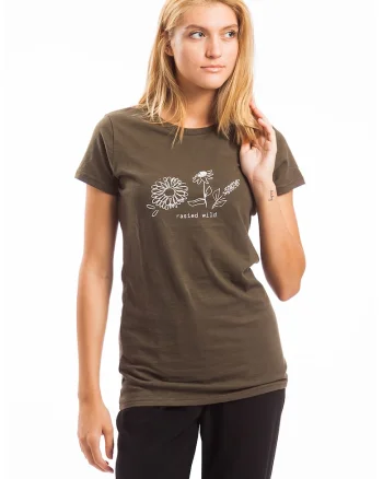 Tricou din amestec de bumbac Adele, Alb/Kaki