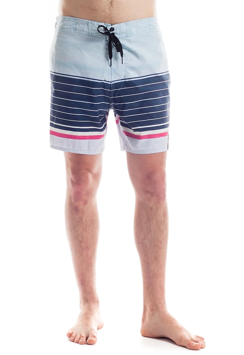 Pantaloni scurti de baie, cu snur Salimu, Alb/Roz aprins/Albastru