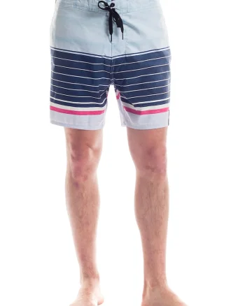 Pantaloni scurti de baie, cu snur Salimu, Alb/Roz aprins/Albastru