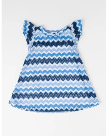 Rochie evazata cu dungi, Alb/Albastru inchis