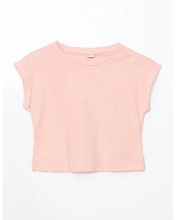 Tricou cu decolteu rotund si maneci rulate, Piersica