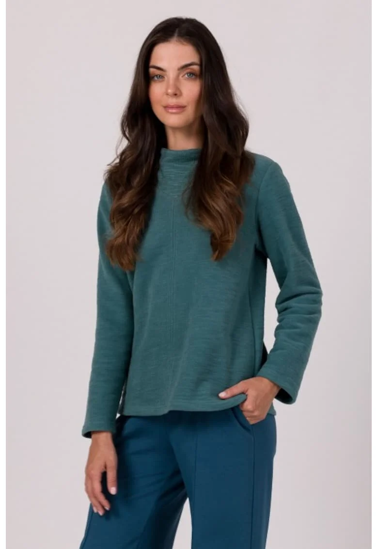 Bluza cu guler inalt,  Turcoaz