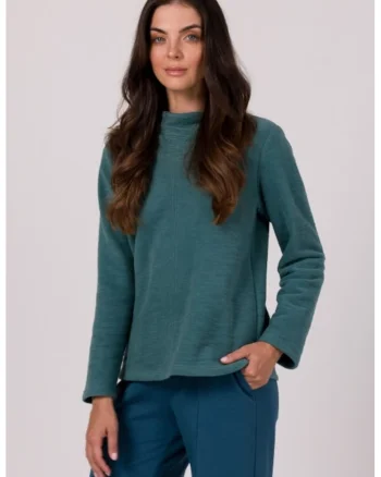 Bluza cu guler inalt,  Turcoaz