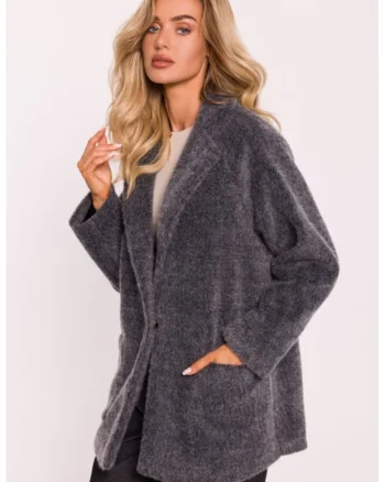 Palton scurt oversize cu capse,, Gri