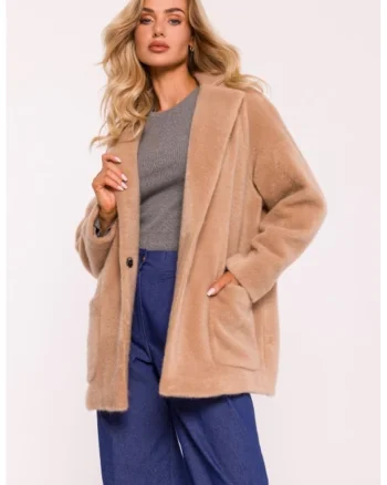 Palton scurt oversize cu capse,, Bej